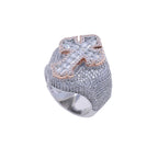  Iced Out Two Tone Cross Ring